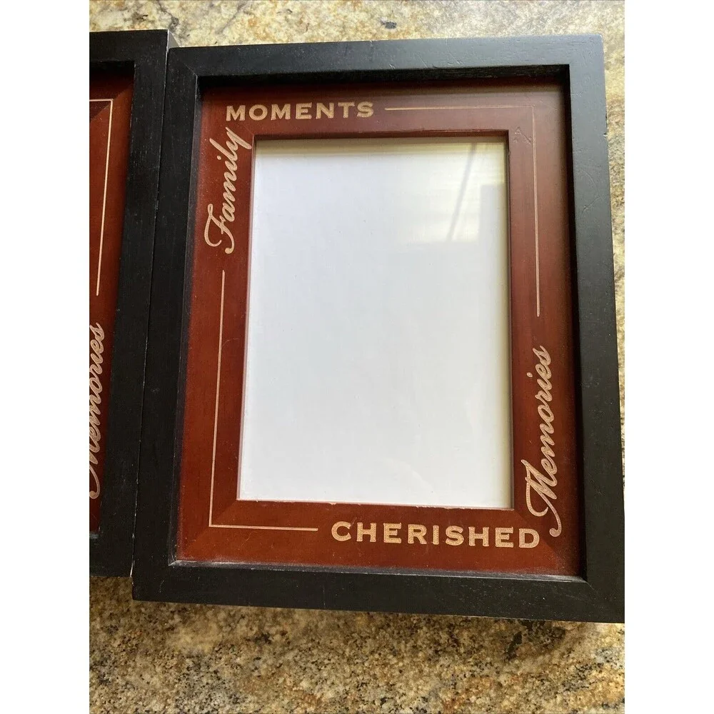 2 Family Moments Cherished Memories Wood Picture Frames Hanging Or Free Standing